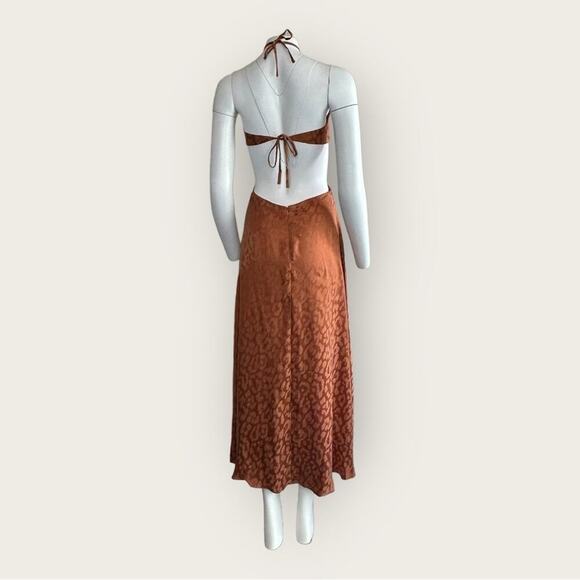 NWT | Rumer | Kenya Cut-out O-Ring Maxi Animal Print Dress | Brown | Small - Picture 3 of 15
